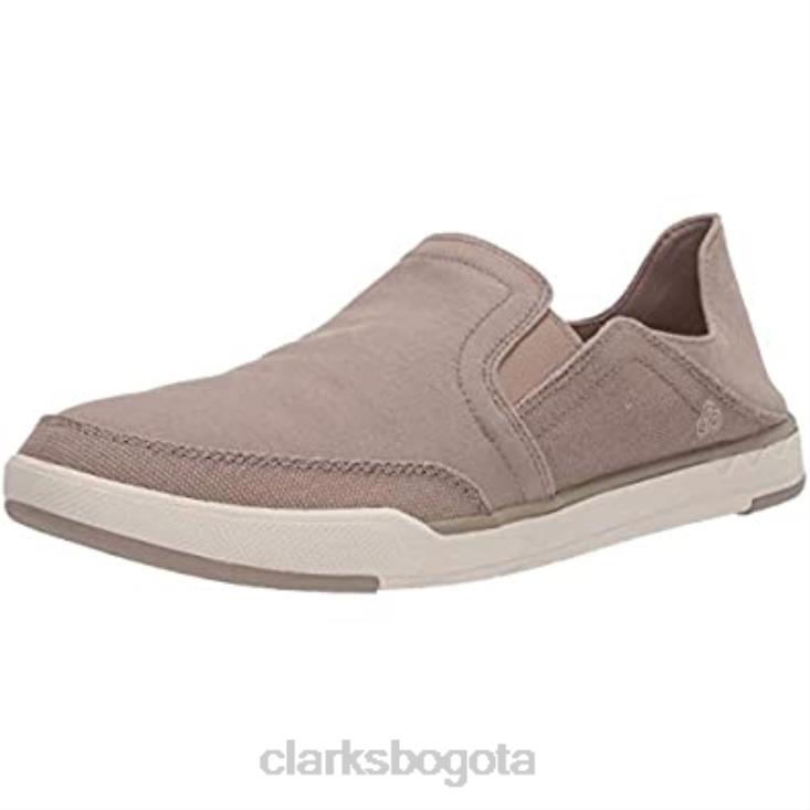 Clarks 0DX8L2545 Mocasines Clarks Sand Canvas para hombre Step Isle Row hombres lona de arena