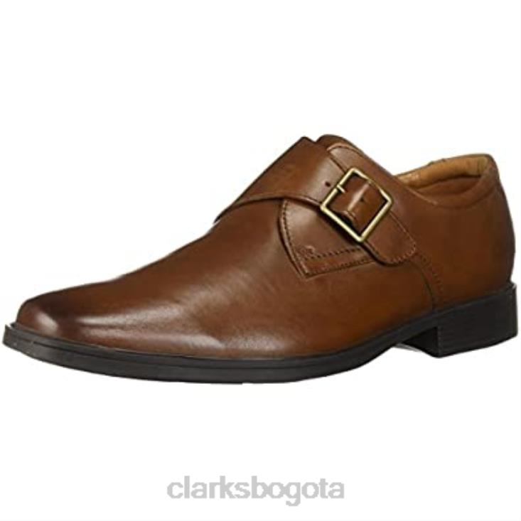 Clarks 0DX8L2555 Mocasines con tiras monje estilo tilden de Clarks de cuero color canela oscuro para hombre hombres cuero bronceado oscuro