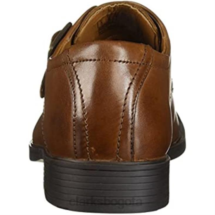 Clarks 0DX8L2555 Mocasines con tiras monje estilo tilden de Clarks de cuero color canela oscuro para hombre hombres cuero bronceado oscuro