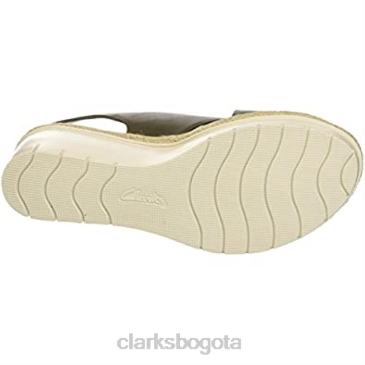 Clarks 0DX8L2563 sandalias clarks palm g de cuero verde caqui con tira baja en el tobillo para mujer mujer cuero verde caqui