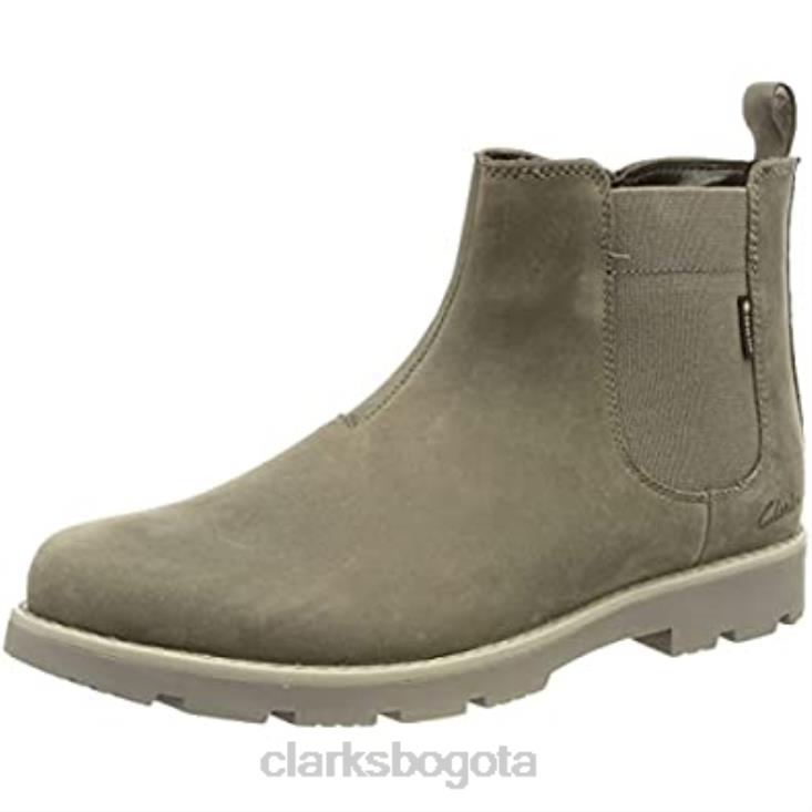 Clarks 0DX8L2564 bota chelsea heathsea gtxk lea gris oscuro para hombre clarks hombres hoja gris oscuro