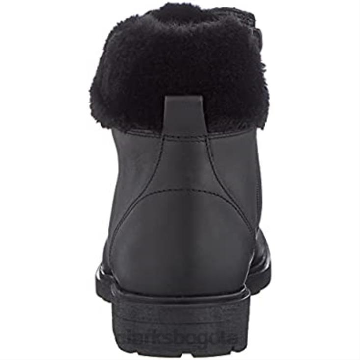 Clarks 0DX8L2571 Bota de nieve para niña Clarks Astrol Hiker K de piel negra niños cuero negro