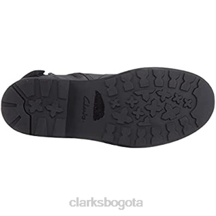 Clarks 0DX8L2571 Bota de nieve para niña Clarks Astrol Hiker K de piel negra niños cuero negro