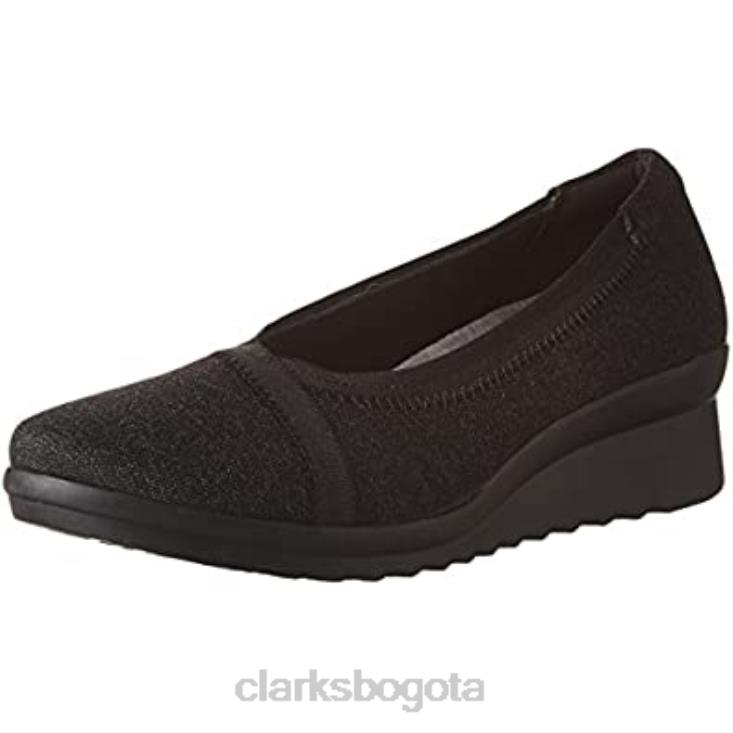 Clarks 0DX8L2572 Zapatos de salón con cuña Caddell Dash de textil negro para mujer Clarks mujer textil negro
