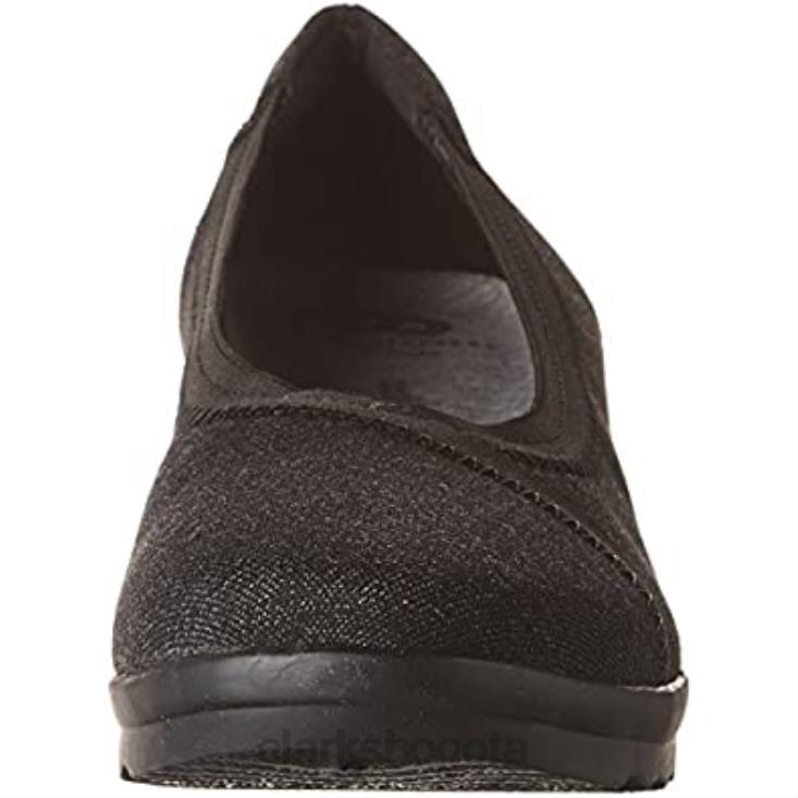 Clarks 0DX8L2572 Zapatos de salón con cuña Caddell Dash de textil negro para mujer Clarks mujer textil negro
