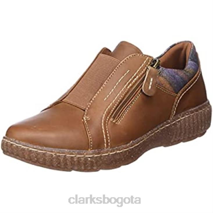 Clarks 0DX8L2585 Zapatilla clarks caroline cove lea color tostado oscuro para mujer mujer