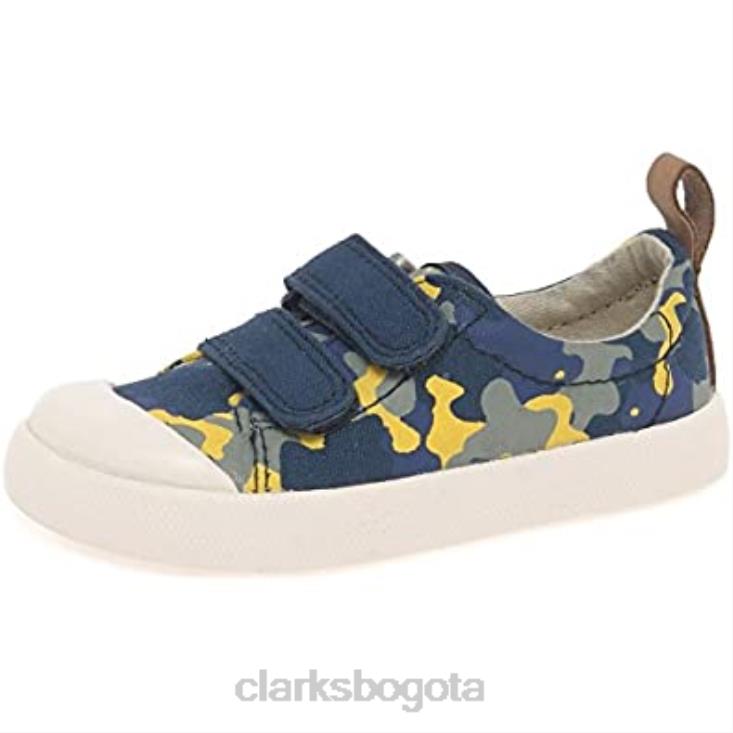 Clarks 0DX8L259 Clarks Halcy High zapatos de lona para niño camuflaje azul marino niños