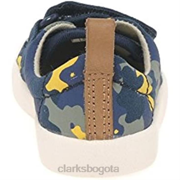 Clarks 0DX8L259 Clarks Halcy High zapatos de lona para niño camuflaje azul marino niños