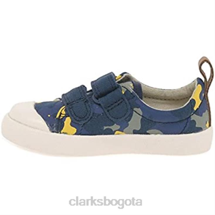 Clarks 0DX8L259 Clarks Halcy High zapatos de lona para niño camuflaje azul marino niños