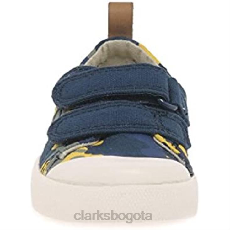 Clarks 0DX8L259 Clarks Halcy High zapatos de lona para niño camuflaje azul marino niños