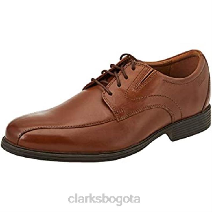 Clarks 0DX8L2593 Clarks Dark Tan Lea Whiddon Pace Oxford plano para hombre hombres lea bronceado oscuro