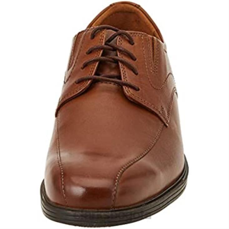 Clarks 0DX8L2593 Clarks Dark Tan Lea Whiddon Pace Oxford plano para hombre hombres lea bronceado oscuro