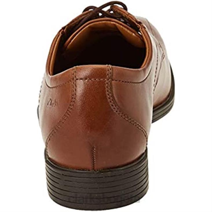Clarks 0DX8L2593 Clarks Dark Tan Lea Whiddon Pace Oxford plano para hombre hombres lea bronceado oscuro