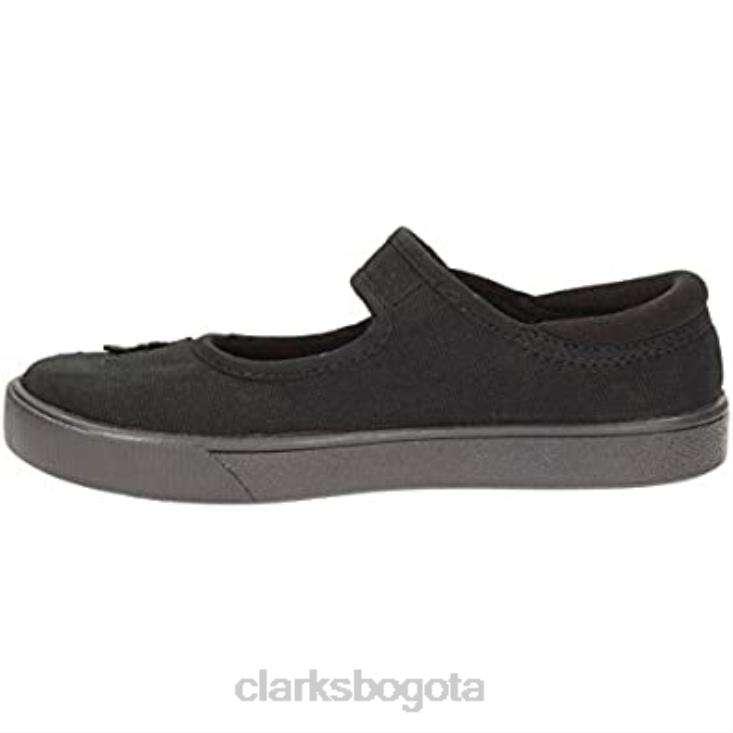 Clarks 0DX8L2606 Zapatillas colegiales de ballet unisex para niños hopper go horma ancha tejido negro clarks niños tela negra de corte ancho