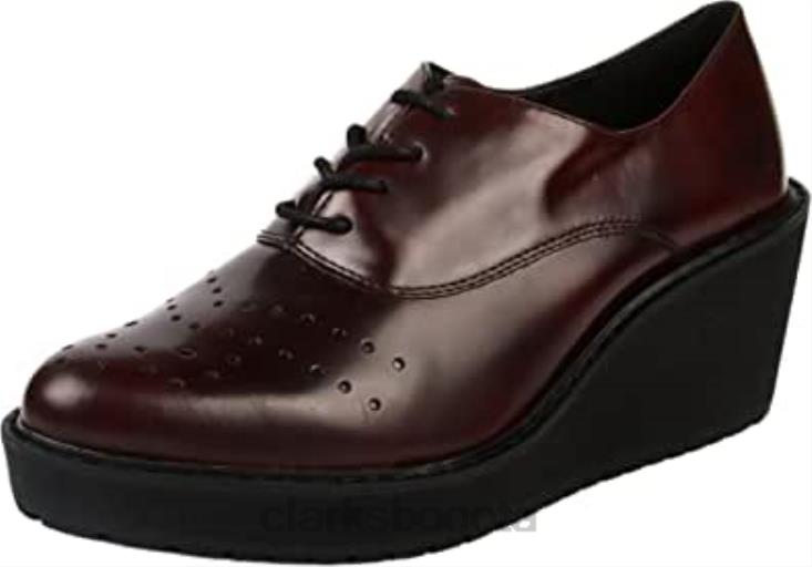 Clarks 0DX8L2609 Zapatos brogue de mujer clarks rojo burdeos juego ovalado de cuero mujer cuero rojo burdeos