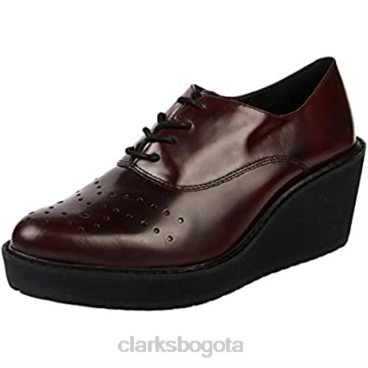 Clarks 0DX8L2609 Zapatos brogue de mujer clarks rojo burdeos juego ovalado de cuero mujer cuero rojo burdeos