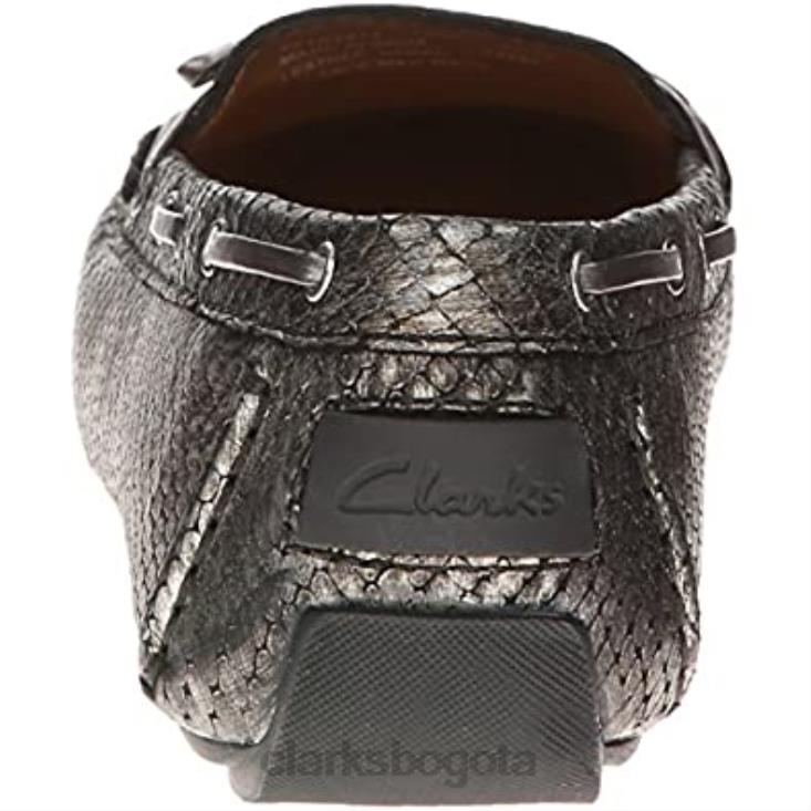 Clarks 0DX8L2629 Dunbar Racer Clarks cuero metalizado peltre para mujer mujer cuero metalizado peltre