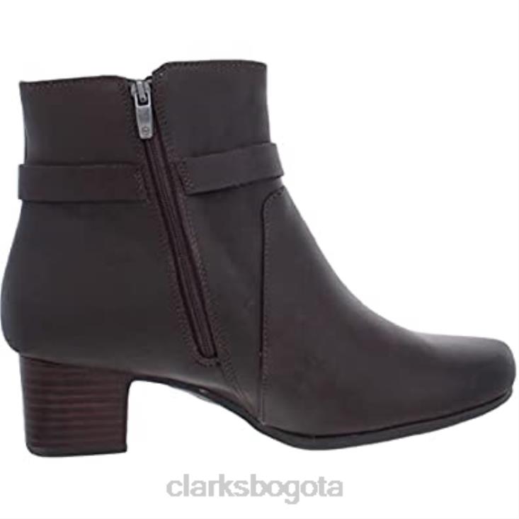 Clarks 0DX8L2643 Botín medio clarks mujer un damson de piel marrón mujer cuero marrón