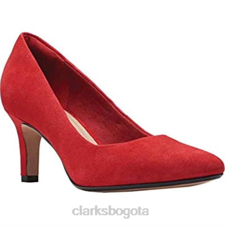 Clarks 0DX8L2648 Zapatos de salón clarks illeana tulip de ante rojo para mujer mujer