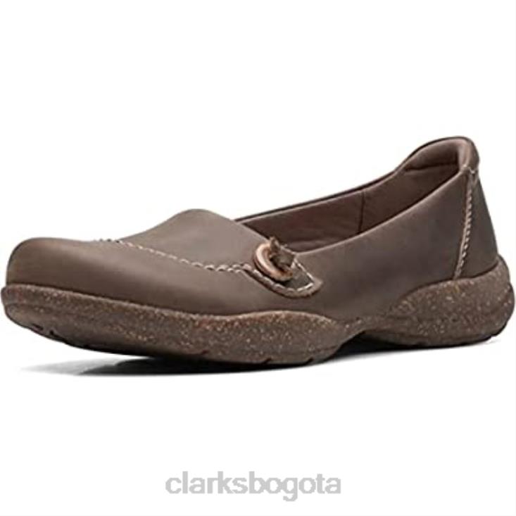 Clarks 0DX8L265 Mocasines Clarks Roseville Sky de cuero color topo oscuro para mujer mujer cuero color topo oscuro
