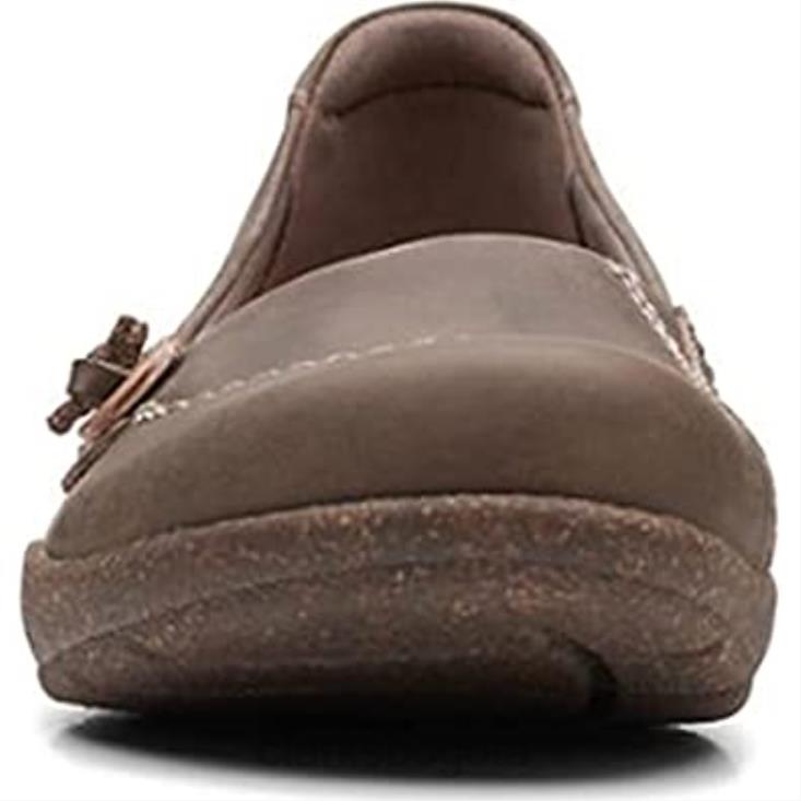 Clarks 0DX8L265 Mocasines Clarks Roseville Sky de cuero color topo oscuro para mujer mujer cuero color topo oscuro