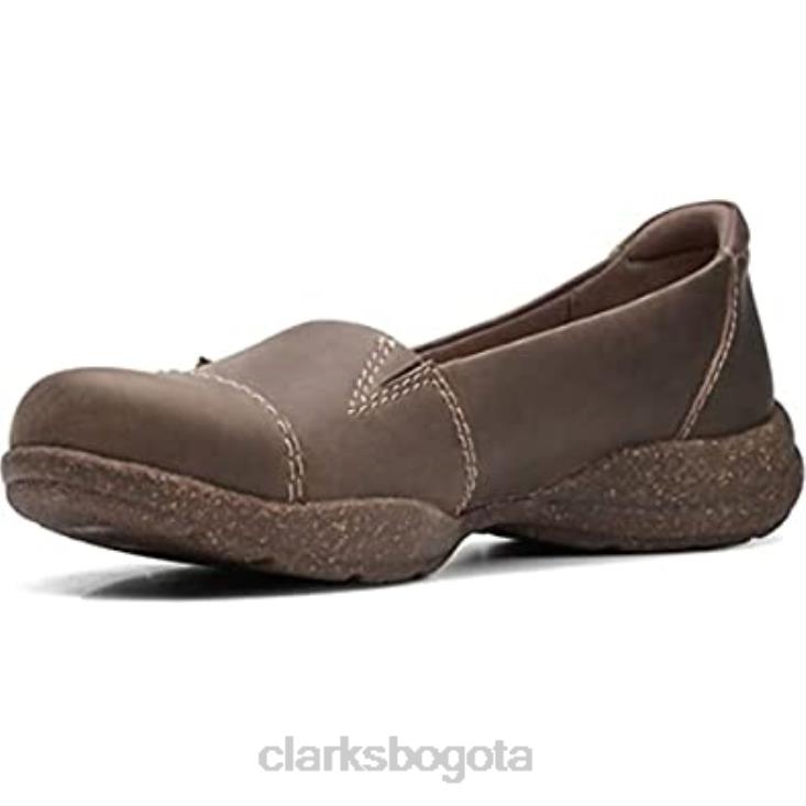 Clarks 0DX8L265 Mocasines Clarks Roseville Sky de cuero color topo oscuro para mujer mujer cuero color topo oscuro