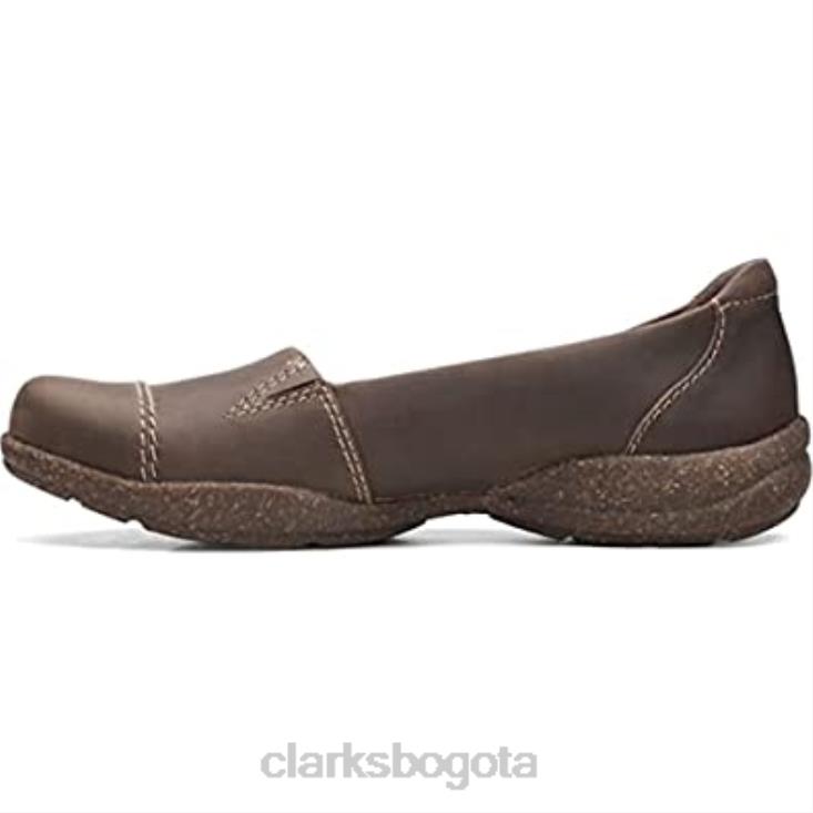 Clarks 0DX8L265 Mocasines Clarks Roseville Sky de cuero color topo oscuro para mujer mujer cuero color topo oscuro