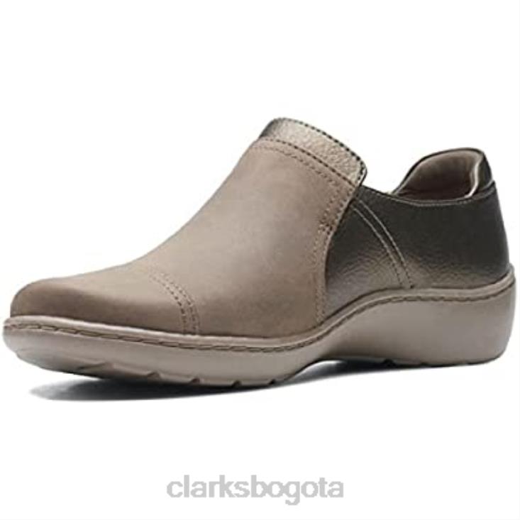 Clarks 0DX8L2661 Merceditas clarks mary jane planas cora dahlia para mujer color topo combi mujer combinación color topo
