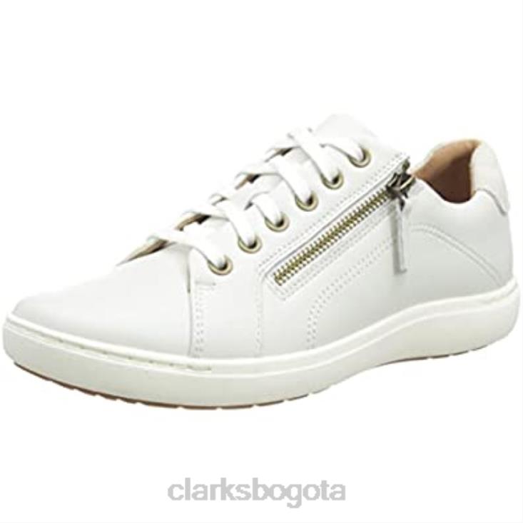 Clarks 0DX8L2676 Zapatilla Nalle Lace Mujer Piel Blanca Clarks mujer cuero blanco