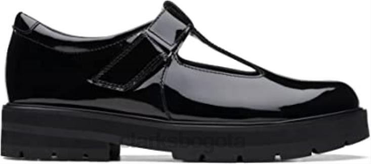 Clarks 0DX8L2690 zapatos clarks prague brill juvenil de piel charol negro unisexo