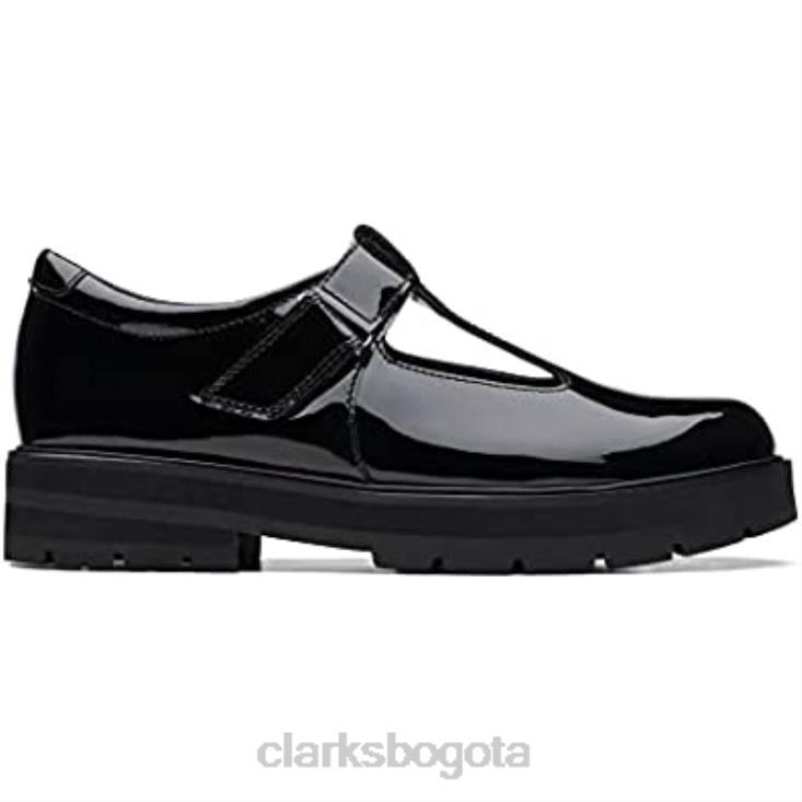 Clarks 0DX8L2690 zapatos clarks prague brill juvenil de piel charol negro unisexo
