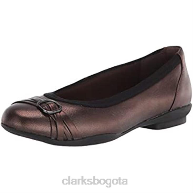 Clarks 0DX8L2730 Clarks Sara Tulip bailarinas de mujer de piel metalizada mujer cuero metalizado