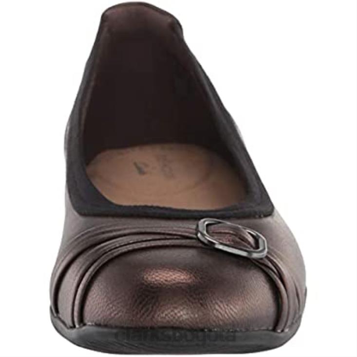 Clarks 0DX8L2730 Clarks Sara Tulip bailarinas de mujer de piel metalizada mujer cuero metalizado
