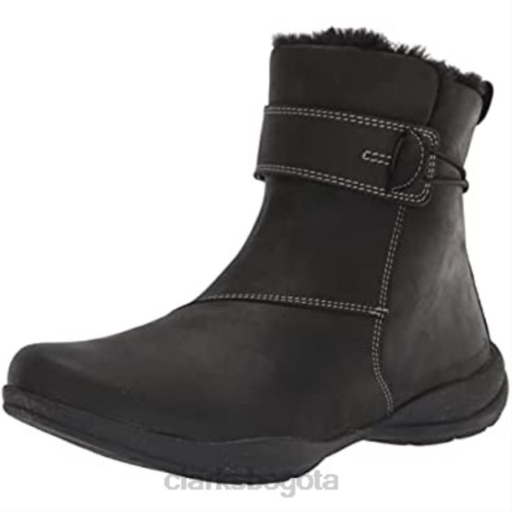 Clarks 0DX8L2740 Bota roseville mujer piel negra botines clarks impermeables con forro cálido mujer cuero negro