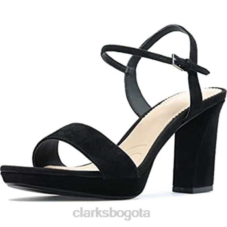 Clarks 0DX8L2747 Sandalias de piel con correa Clarks Vista de ante negro combinado blanco unisexo ante negro