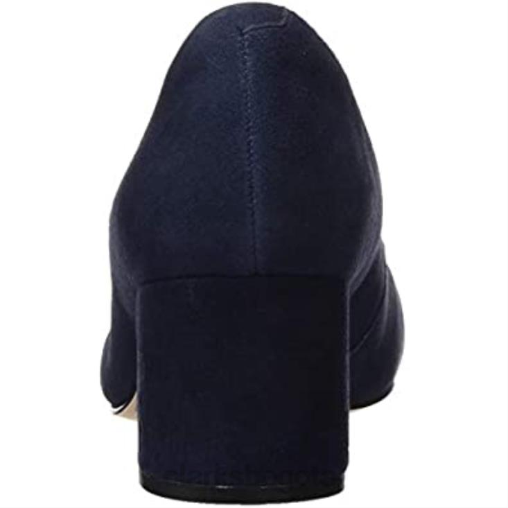 Clarks 0DX8L275 Zapatos de salón con punta cerrada de ante azul marino de Clarks Sheer Rose de ante azul marino beige mujer gamuza azul marino beige