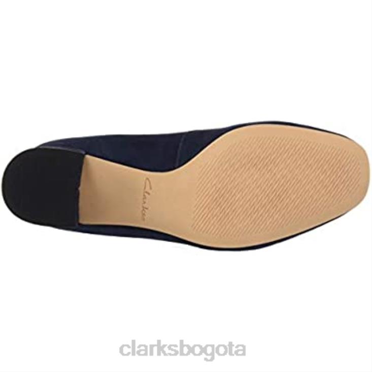 Clarks 0DX8L275 Zapatos de salón con punta cerrada de ante azul marino de Clarks Sheer Rose de ante azul marino beige mujer gamuza azul marino beige