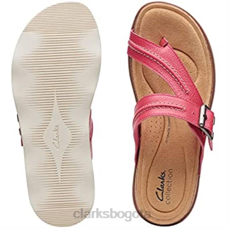 Clarks 0DX8L2760 Sandalia plana clarks mujer brynn madi piel fucsia mujer cuero fucsia