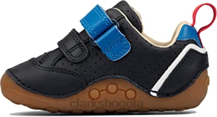 Clarks 0DX8L2762 clarks ti ny sky zapatos de cuero para niños pequeños azul marino niños