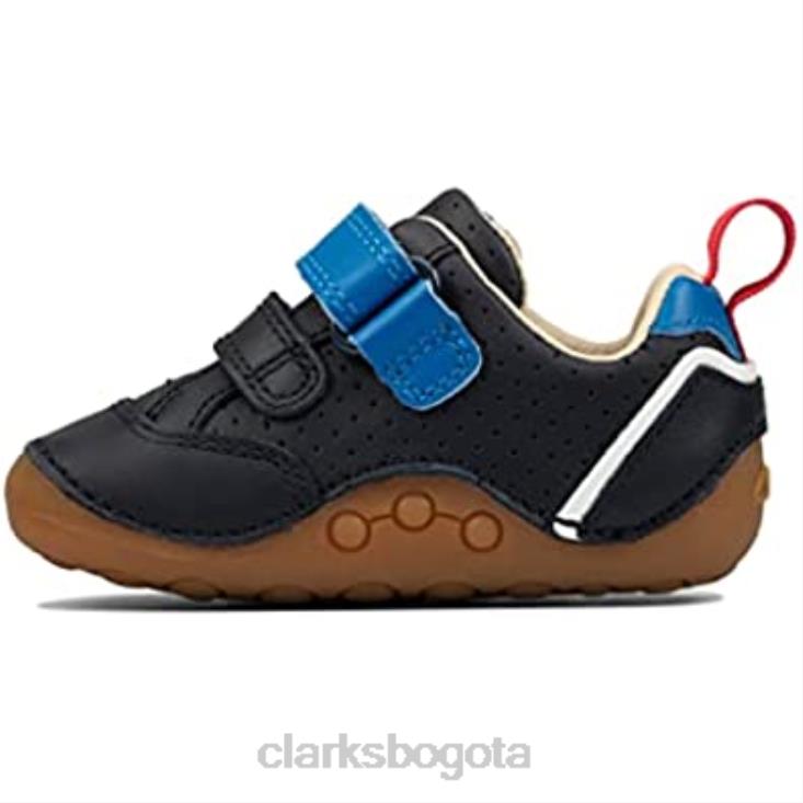 Clarks 0DX8L2762 clarks ti ny sky zapatos de cuero para niños pequeños azul marino niños