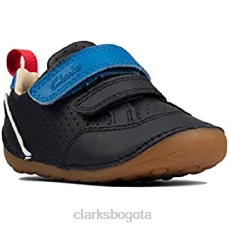 Clarks 0DX8L2762 clarks ti ny sky zapatos de cuero para niños pequeños azul marino niños
