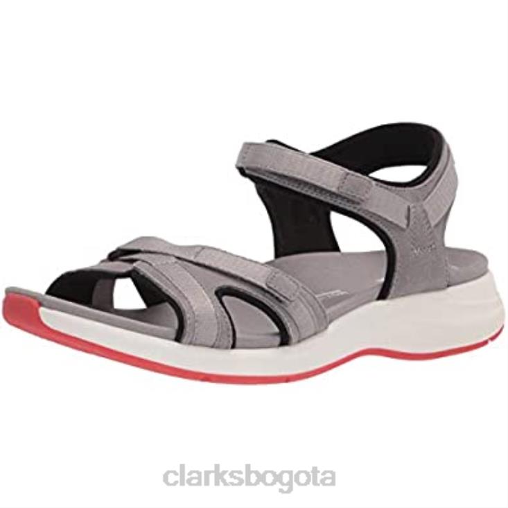 Clarks 0DX8L2775 sandalia plana solan drift mujer clarks piel ante gris mujer gamuza gris