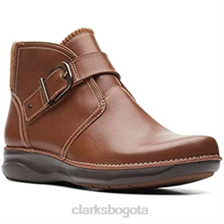 Clarks 0DX8L2783 botín medio appley para mujer clarks cuero tostado oscuro mujer