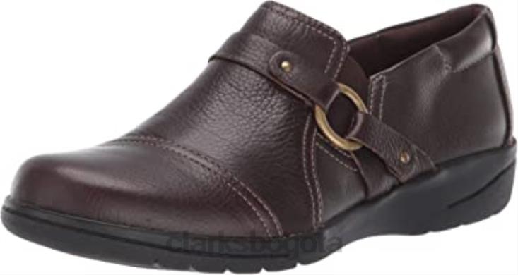 Clarks 0DX8L2792 Zapatos de salón Clarks Cheyn Fame de piel marrón oscuro para mujer mujer cuero marrón oscuro