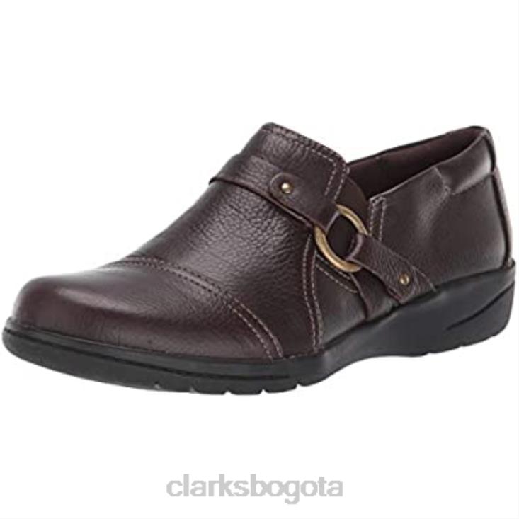 Clarks 0DX8L2792 Zapatos de salón Clarks Cheyn Fame de piel marrón oscuro para mujer mujer cuero marrón oscuro