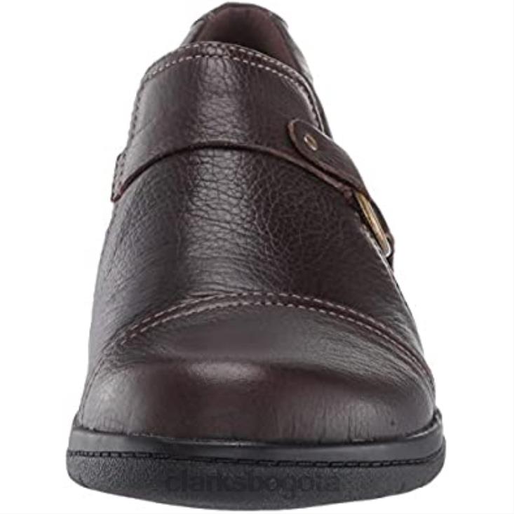 Clarks 0DX8L2792 Zapatos de salón Clarks Cheyn Fame de piel marrón oscuro para mujer mujer cuero marrón oscuro