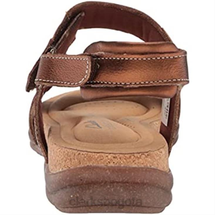 Clarks 0DX8L2798 sandalia plana roseville mae mujer piel metalizada clarks mujer cuero metalizado