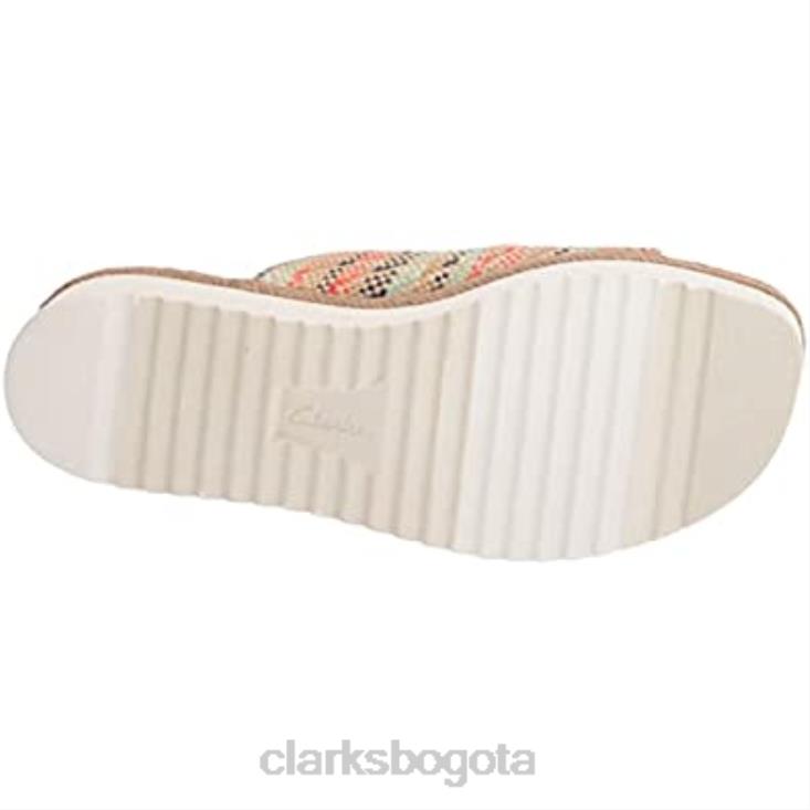 Clarks 0DX8L2806 Sandalia tipo chancla Lana Beach para mujer piel color canela natural textil combi clarks mujer Combinación textil de cuero marrón natural