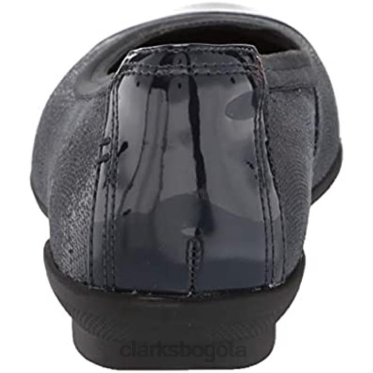 Clarks 0DX8L282 Bailarinas Clarks Sara Orchid para mujer combinadas en piel azul marino mujer combinación de cuero azul marino