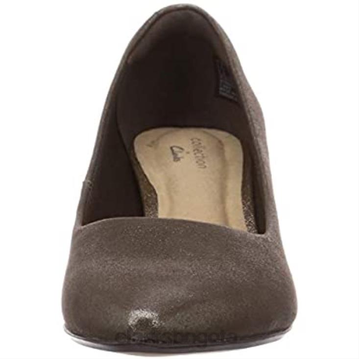 Clarks 0DX8L2821 zapatos de tacón linvale jerica para mujer de cuero metalizado claro clarks mujer cuero metalizado claro